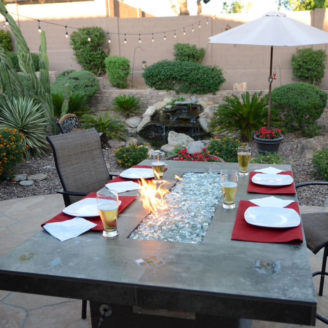 Kokomo Entertainer Bar Gas Fire Pit Table with fire glass