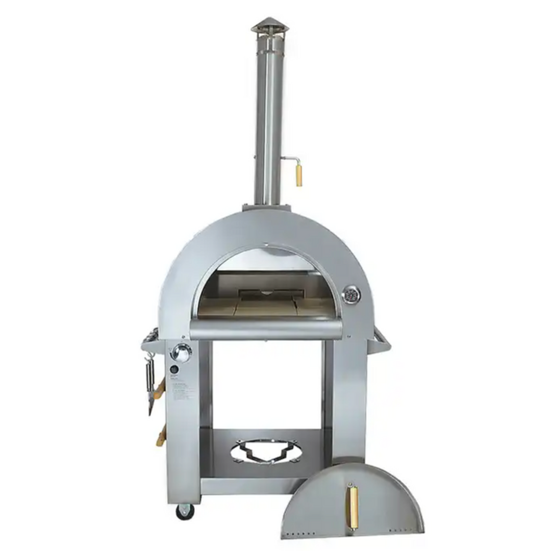 Kokomo 32 Inch Dual Fuel Gas or Wood Fired Stainless Steel Pizza Oven