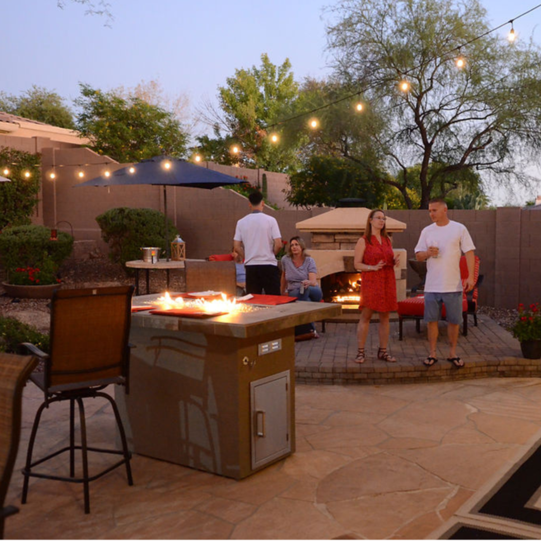 Kokomo Entertainer Bar Gas Fire Pit Table with fire glass