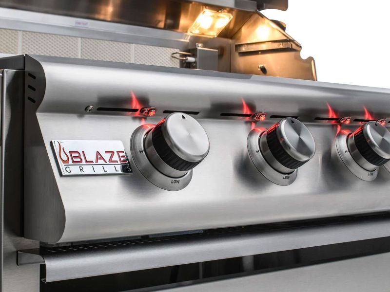 Blaze 32-Inch 4-Burner LTE Gas Grill with Rear Burner and Built-in Lighting System Freestanding