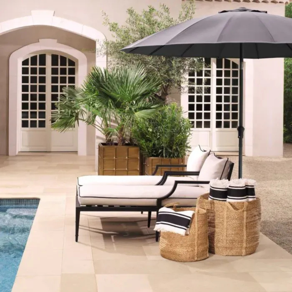 Eichholtz Outdoor Daybed Bella Vista Black finish | sunbrella canvas