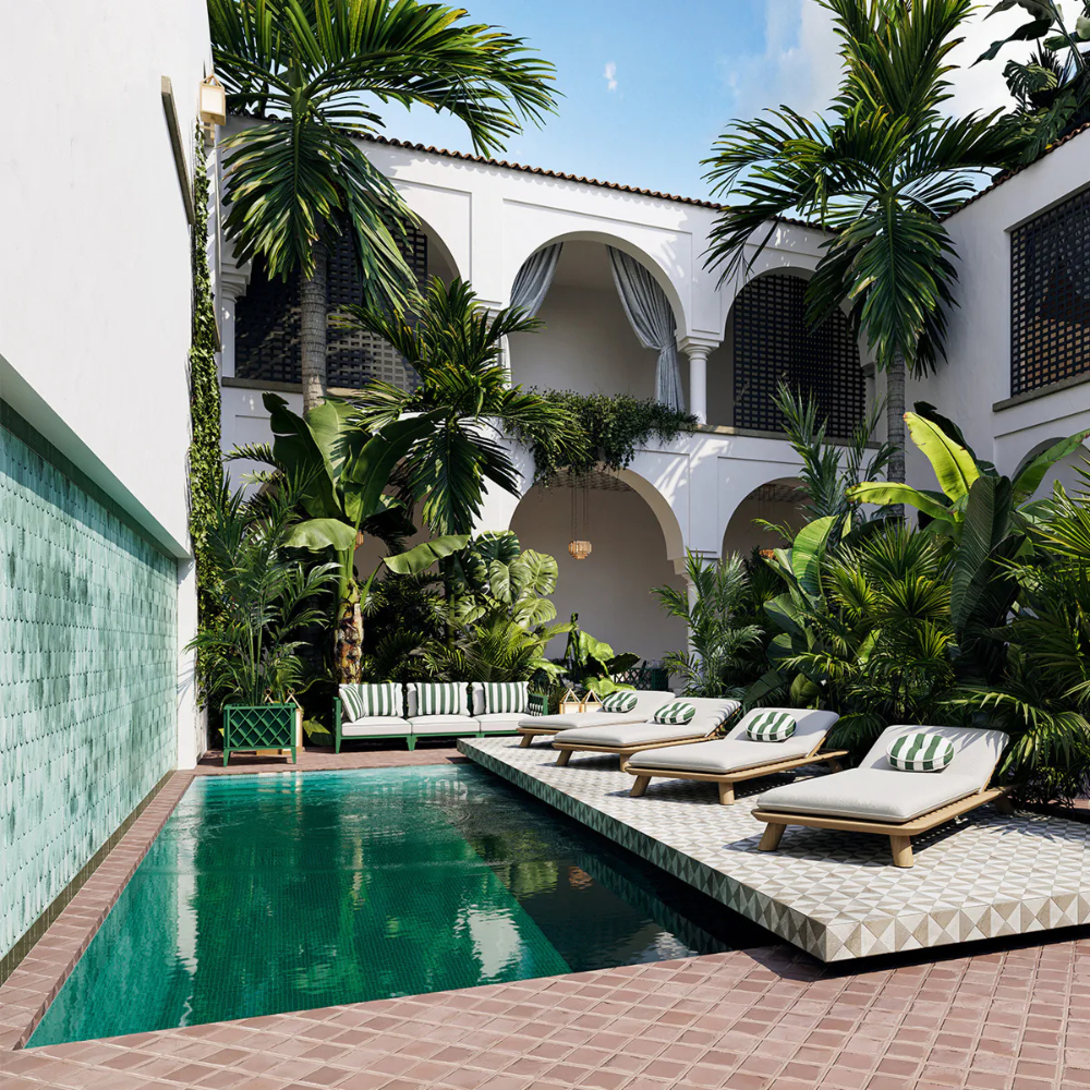 Eichholtz Outdoor Daybed Weston Single Natural teak | viola sand