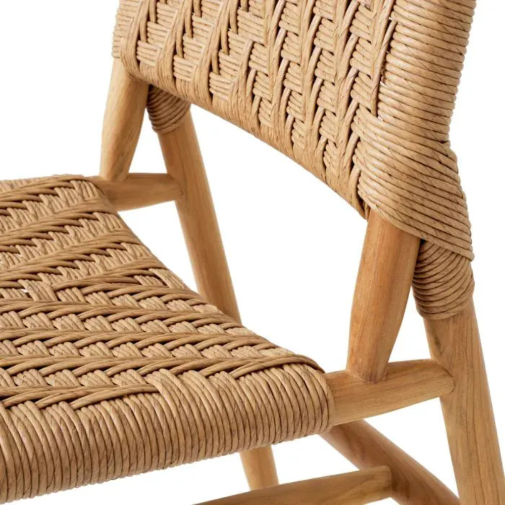 Eichholtz Outdoor Dining Chair Laroc set of 2 Natural teak | natural color weave
