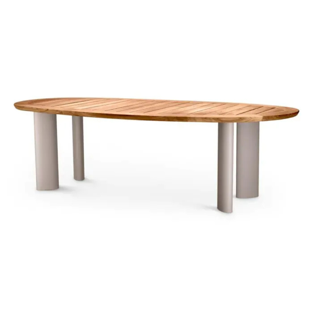 Eichholtz Outdoor Dining Table Free Form Natural teak top | sand finish legs