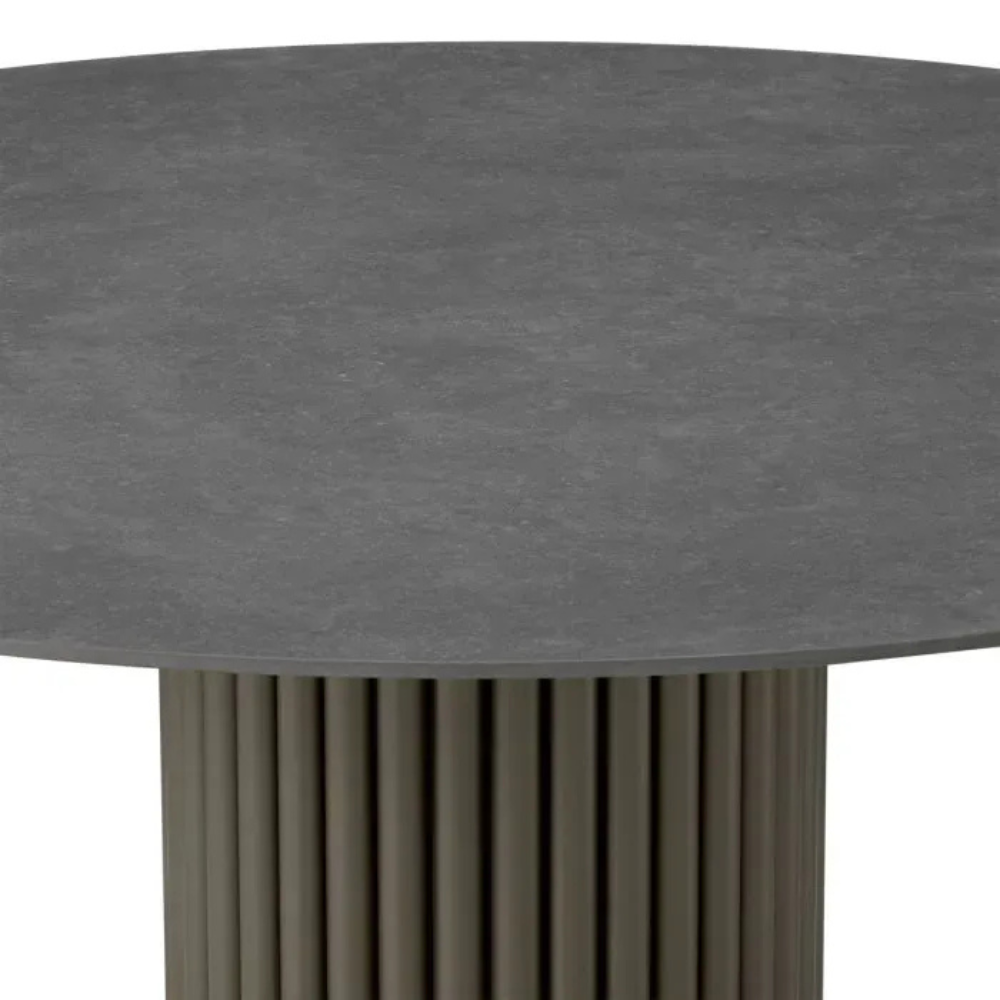 Eichholtz Outdoor Coffee Table Volterra Round Bronze finish | grey ceramic top