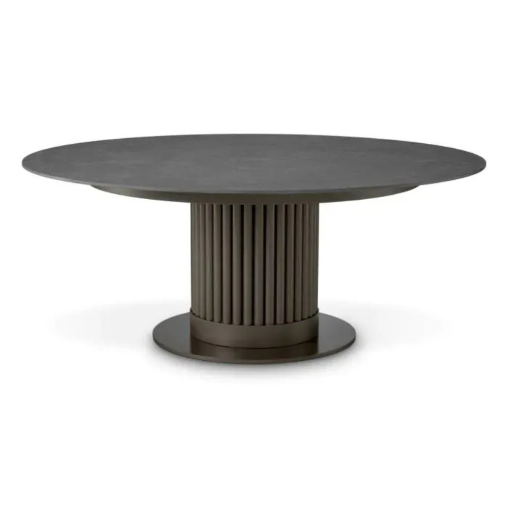 Eichholtz Outdoor Coffee Table Volterra Round Bronze finish | grey ceramic top