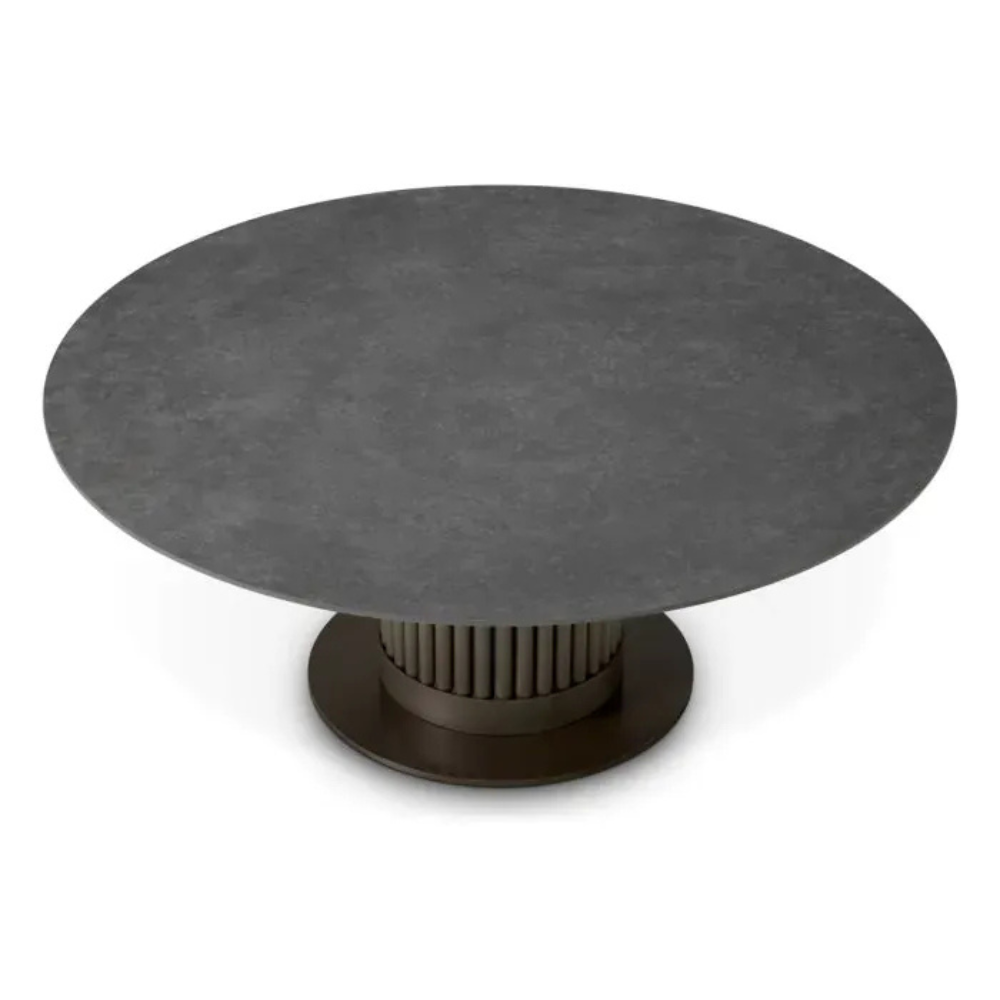 Eichholtz Outdoor Coffee Table Volterra Round Bronze finish | grey ceramic top