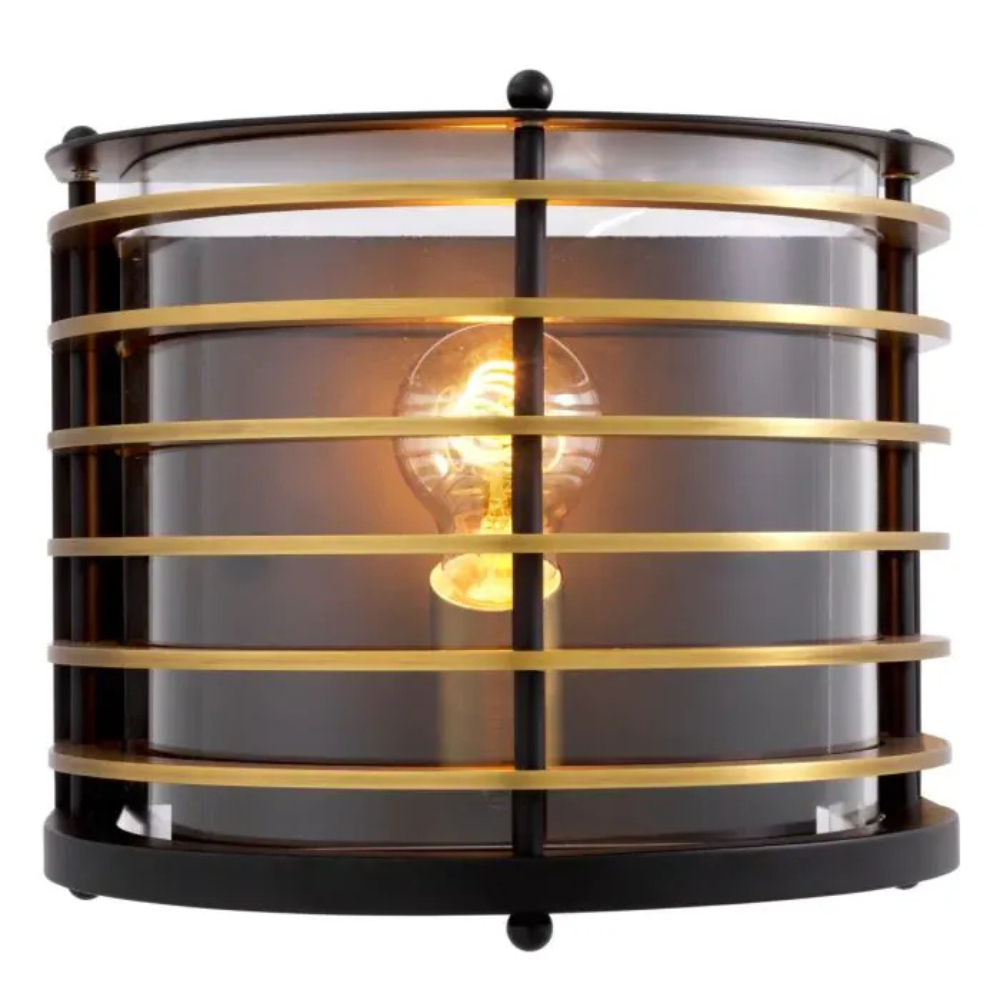 Eichholtz Outdoor Wall Lamp Logan Black finish | antique brass finish | clear glass