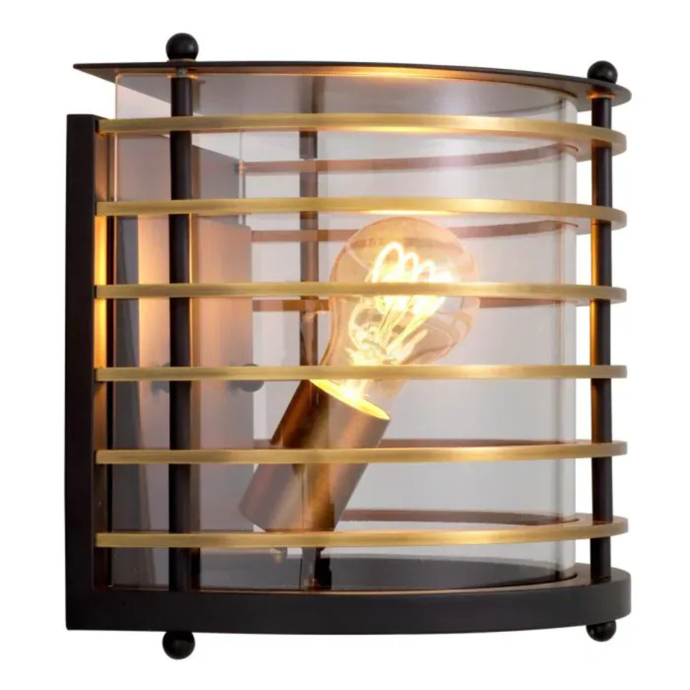 Eichholtz Outdoor Wall Lamp Logan Black finish | antique brass finish | clear glass