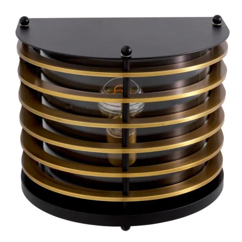 Eichholtz Outdoor Wall Lamp Logan Black finish | antique brass finish | clear glass