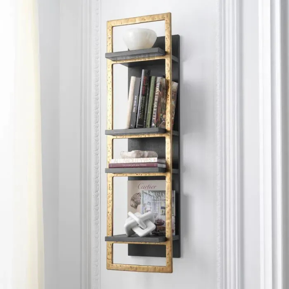 Eichholtz Wall Cabinet Belcanto Charcoal grey oak veneer | brushed brass finish