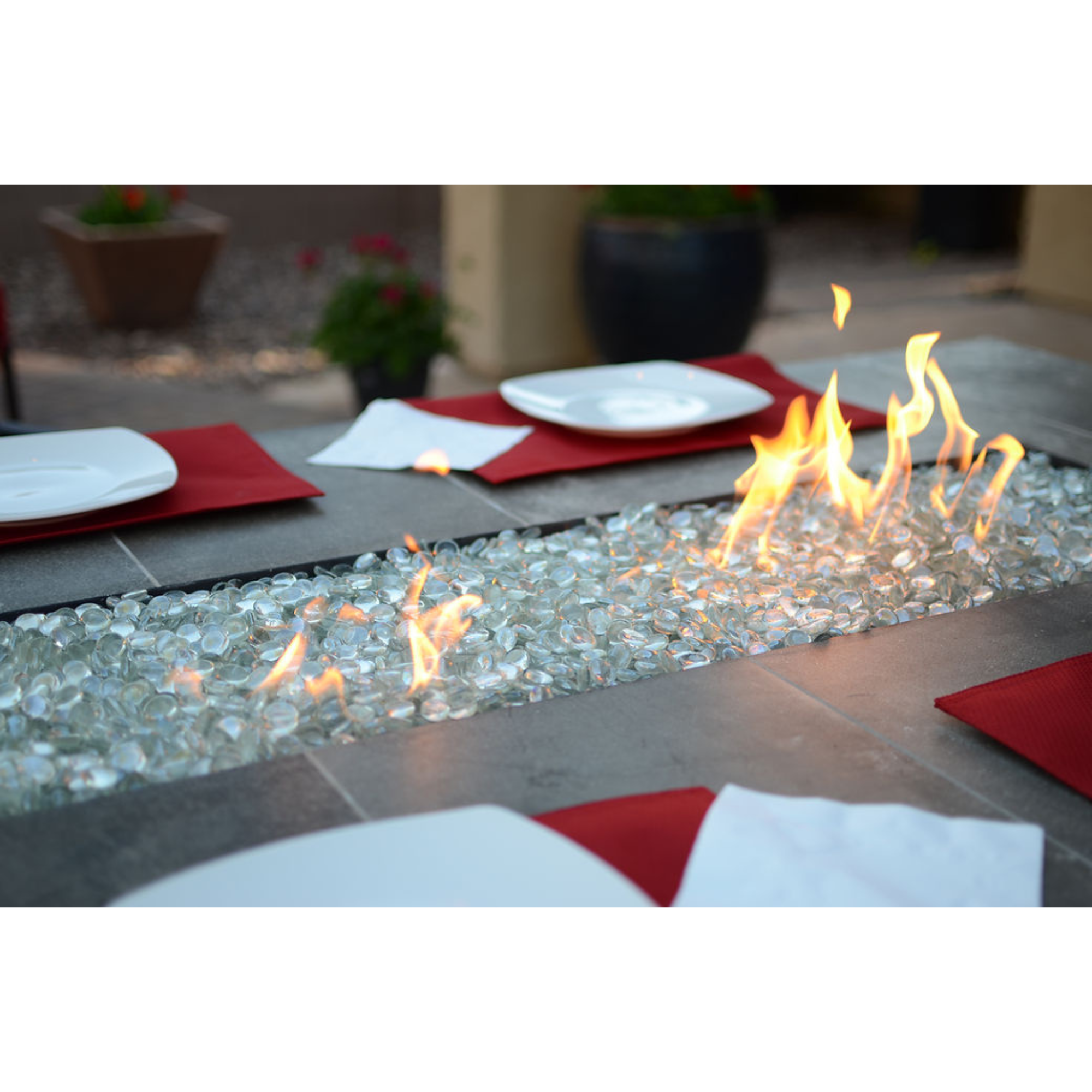 Entertainer Bar Gas Fire Pit Table with fire glass
