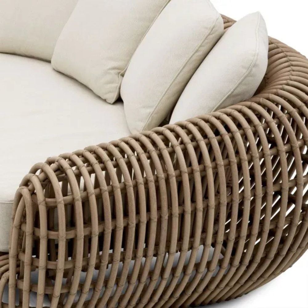 Eichholtz Outdoor Sofa Siderno Faux rattan | viola sand