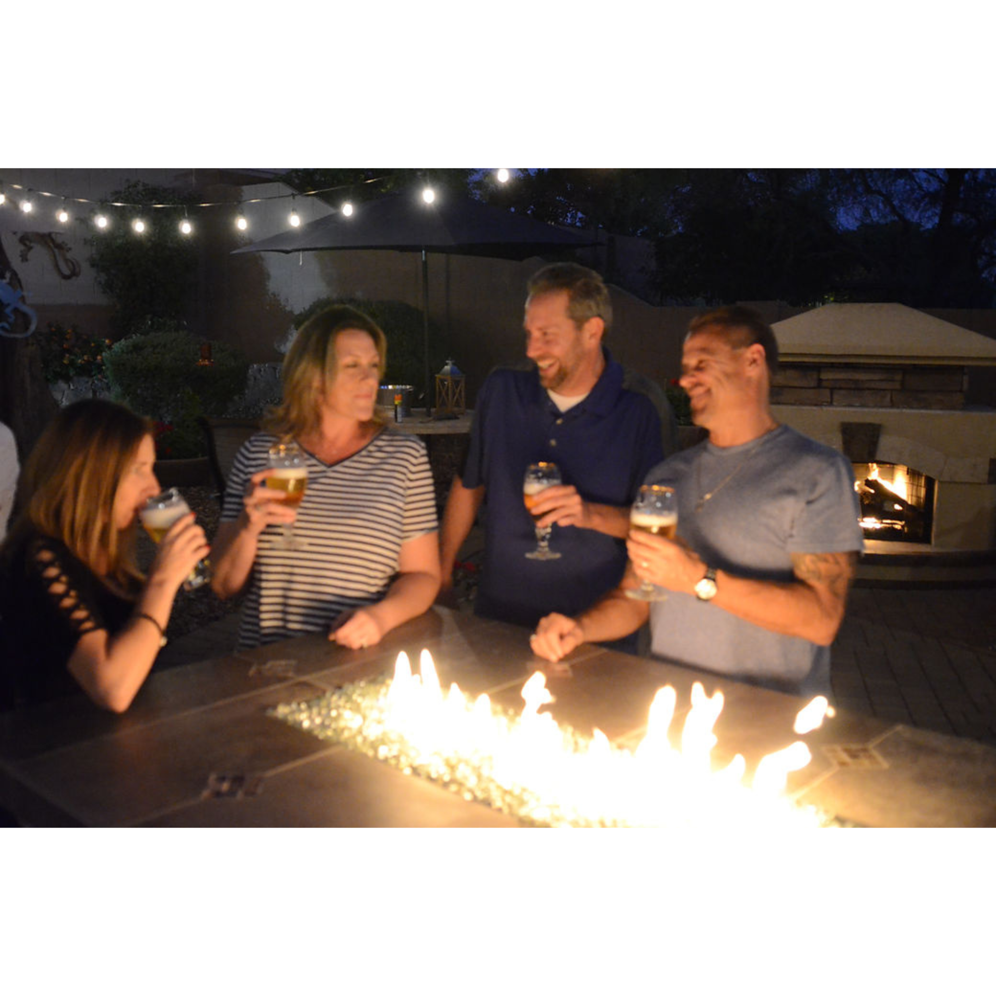 Entertainer Bar Gas Fire Pit Table with fire glass