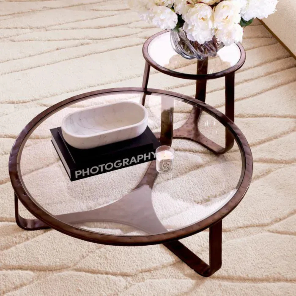 Eichholtz Coffee Table Cambronne Bronze finish | clear glass top