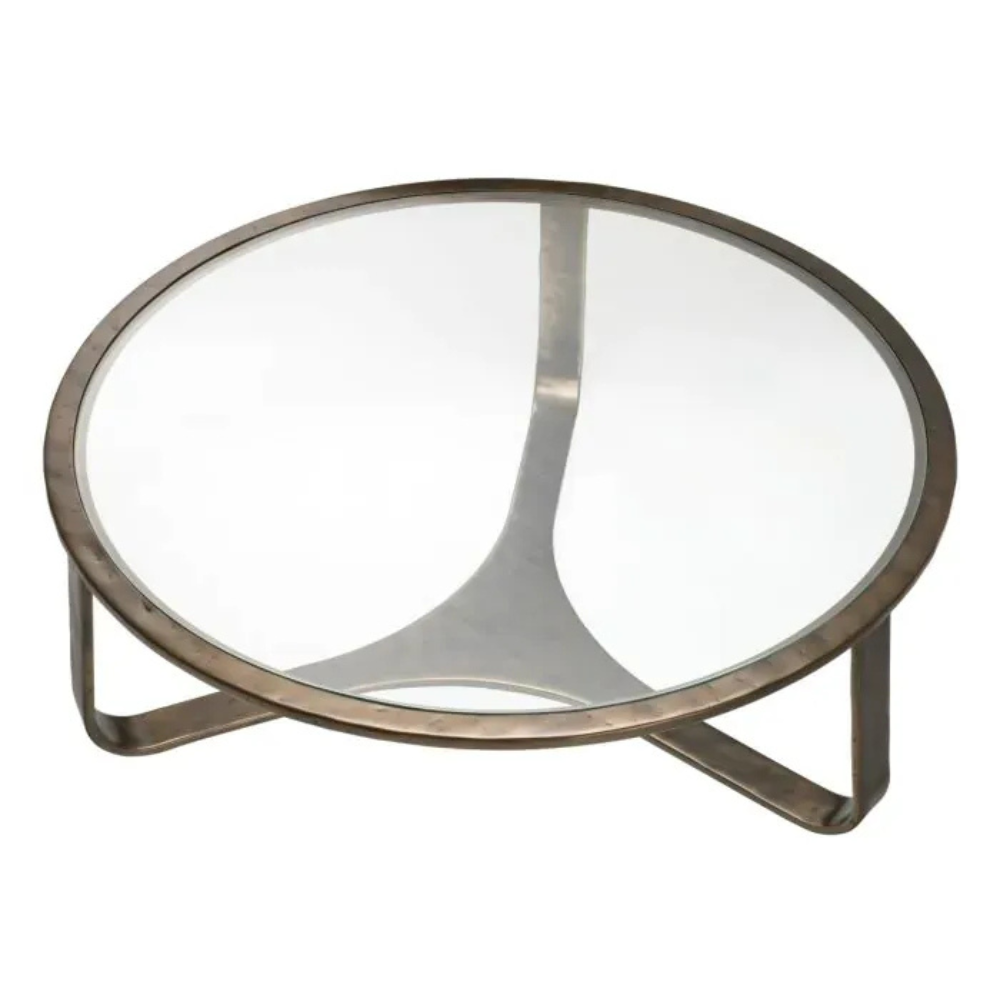 Eichholtz Coffee Table Cambronne Bronze finish | clear glass top