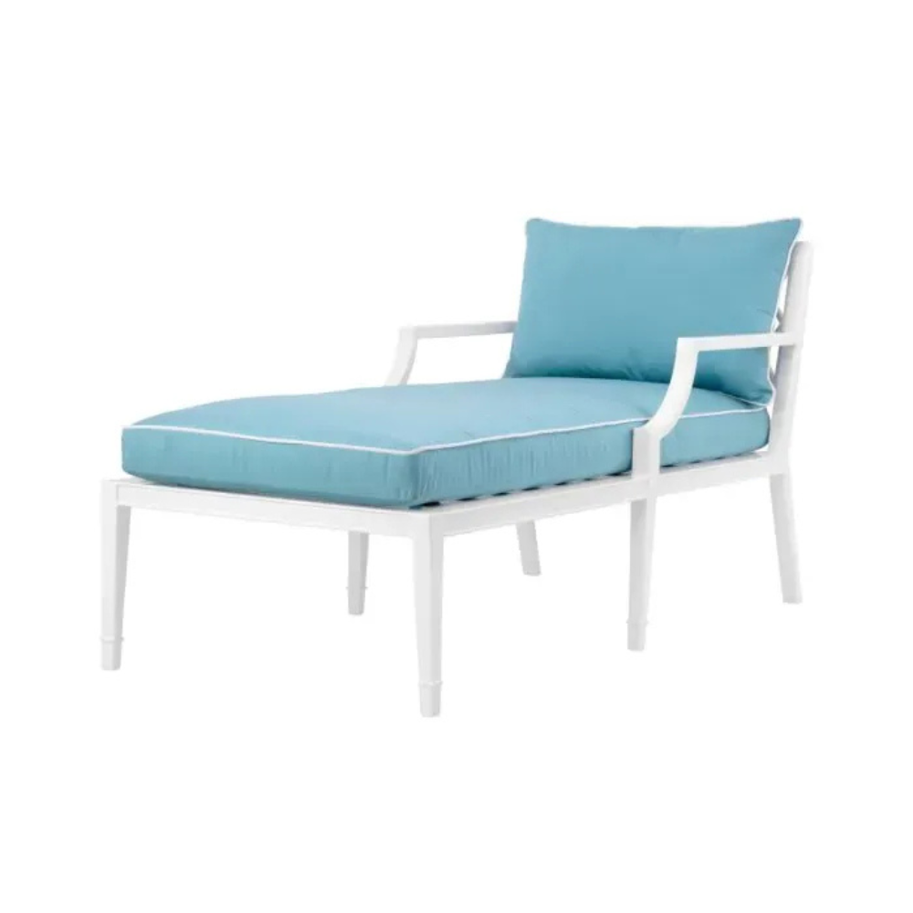 Eichholtz Outdoor Daybed Bella Vista White finish | sunbrella mineral blue