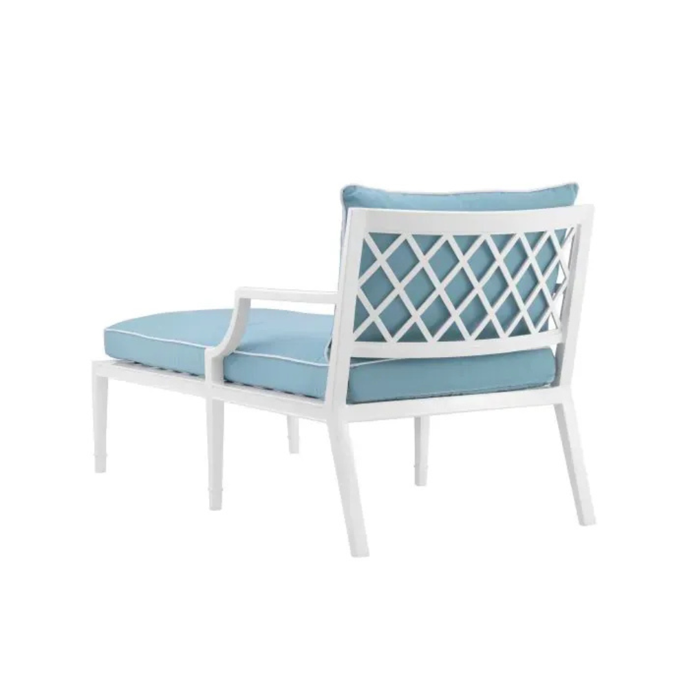 Eichholtz Outdoor Daybed Bella Vista White finish | sunbrella mineral blue
