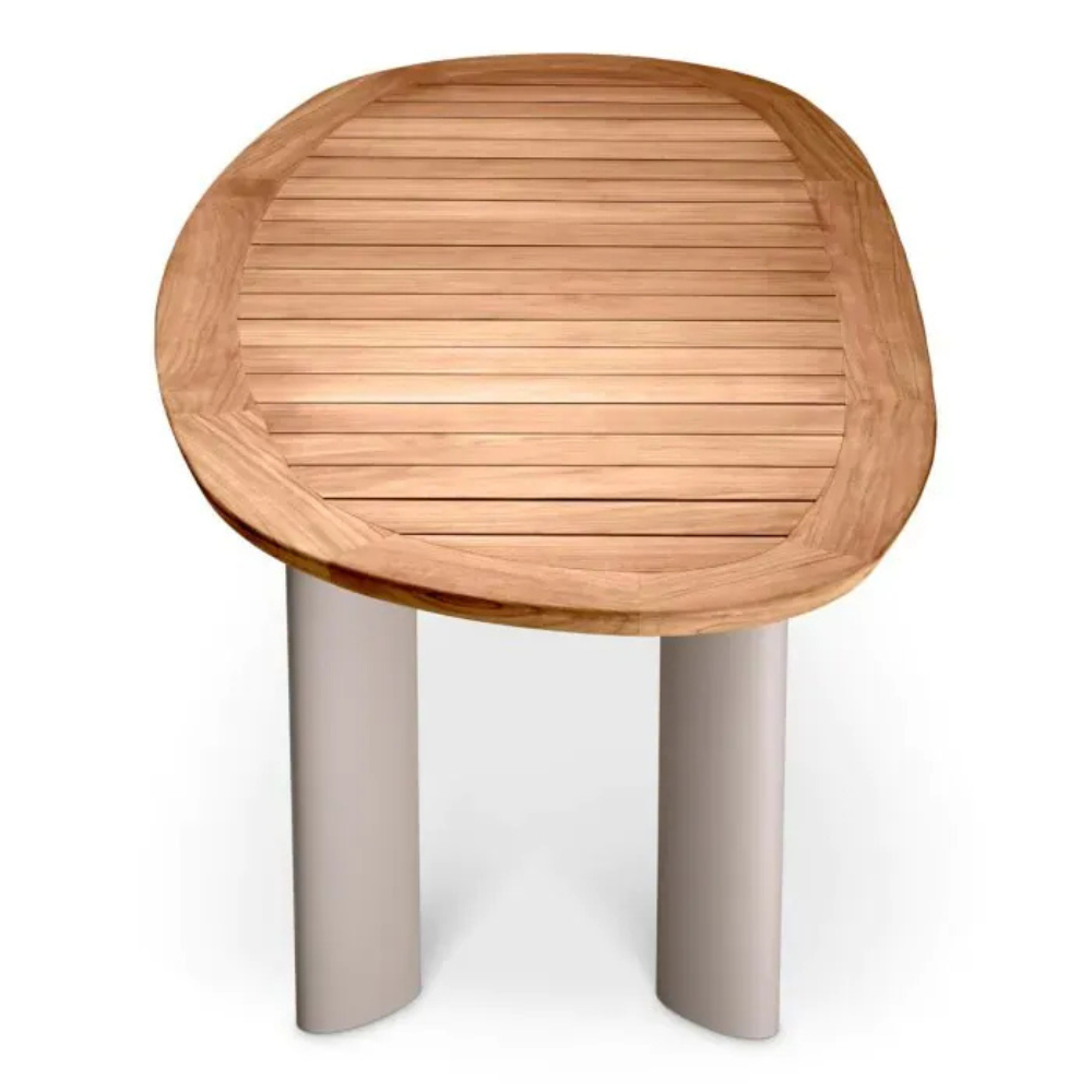 Eichholtz Outdoor Dining Table Free Form Natural teak top | sand finish legs