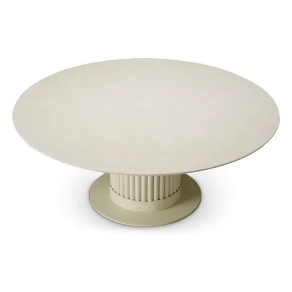 Eichholtz Outdoor Coffee Table Volterra Round Sand finish | cream ceramic top