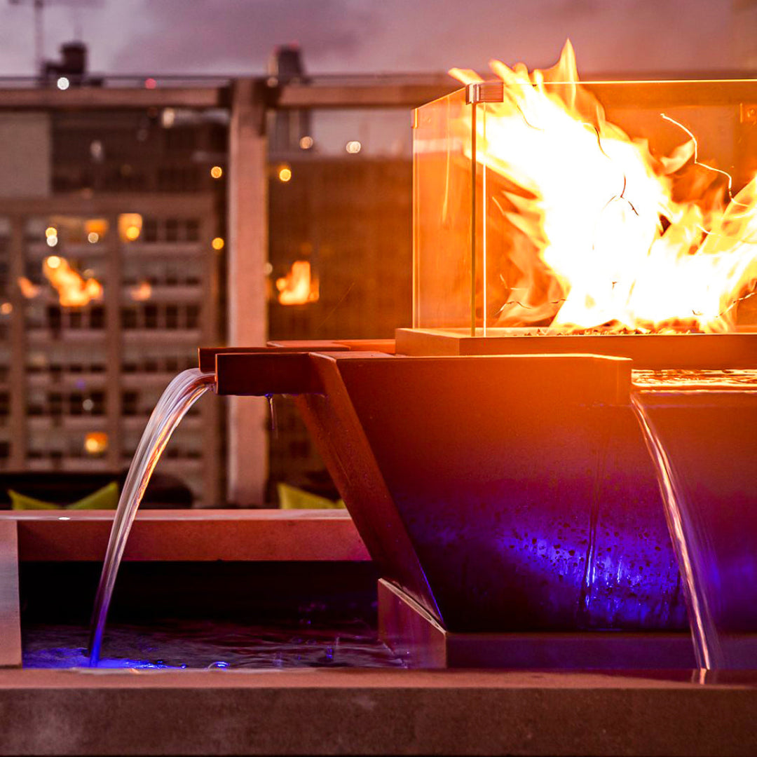 The Outdoor Plus Maya Fire & Water Bowl – Copper 4-Way Spill