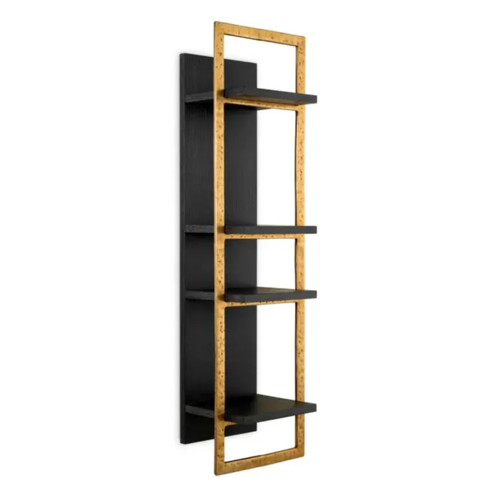 Eichholtz Wall Cabinet Belcanto Charcoal grey oak veneer | brushed brass finish