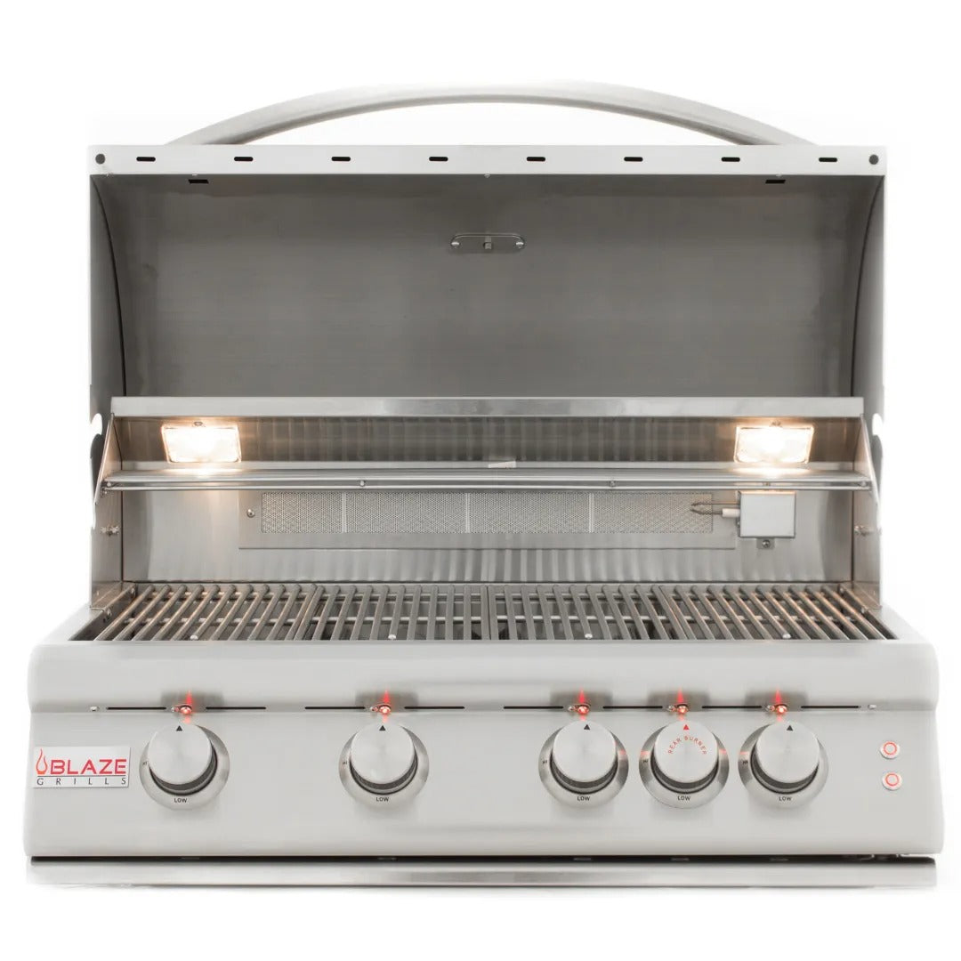 Blaze 32-Inch 4-Burner LTE Gas Grill with Rear Burner and Built-in Lighting System Freestanding