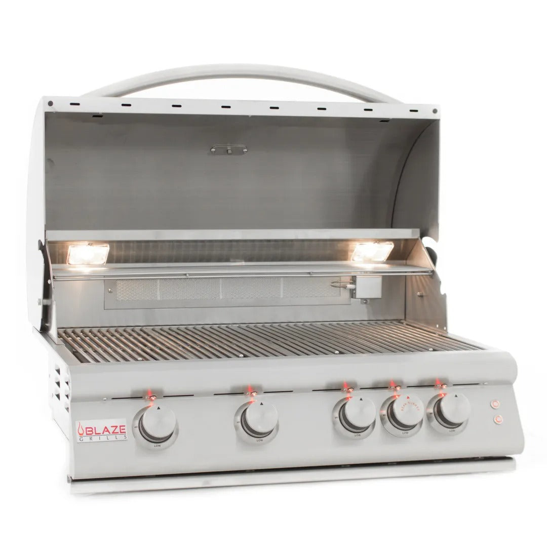 Blaze 32-Inch 4-Burner LTE Gas Grill with Rear Burner and Built-in Lighting System Freestanding